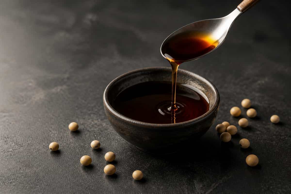 Ganjang, sauce soja coréenne servie dans un bol en céramique